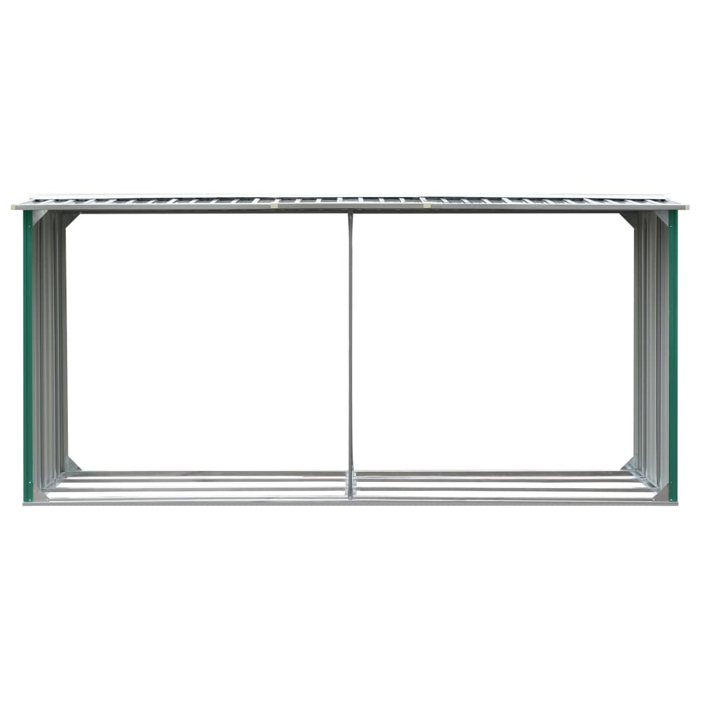 vidaXL Firewood Rack Log Storage Holder with Roof Galvanized Steel 129.9"-2