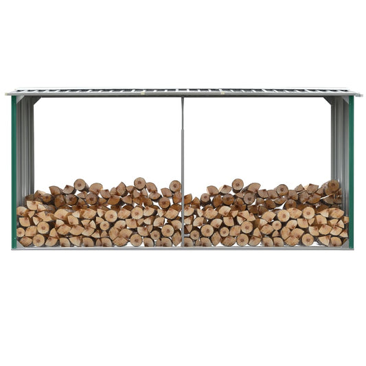vidaXL Firewood Rack Log Storage Holder with Roof Galvanized Steel 129.9"-0