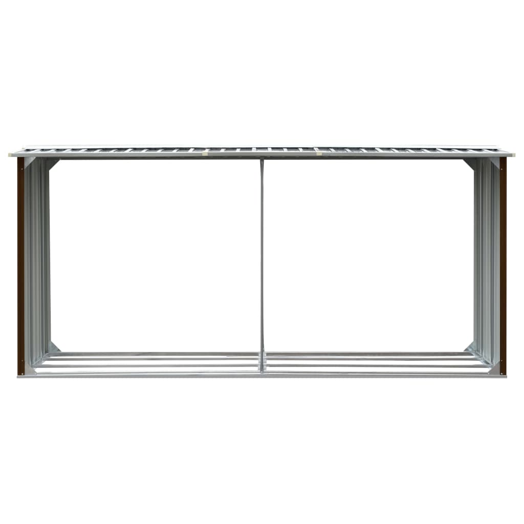 vidaXL Firewood Rack Log Storage Holder with Roof Galvanized Steel 129.9"-5