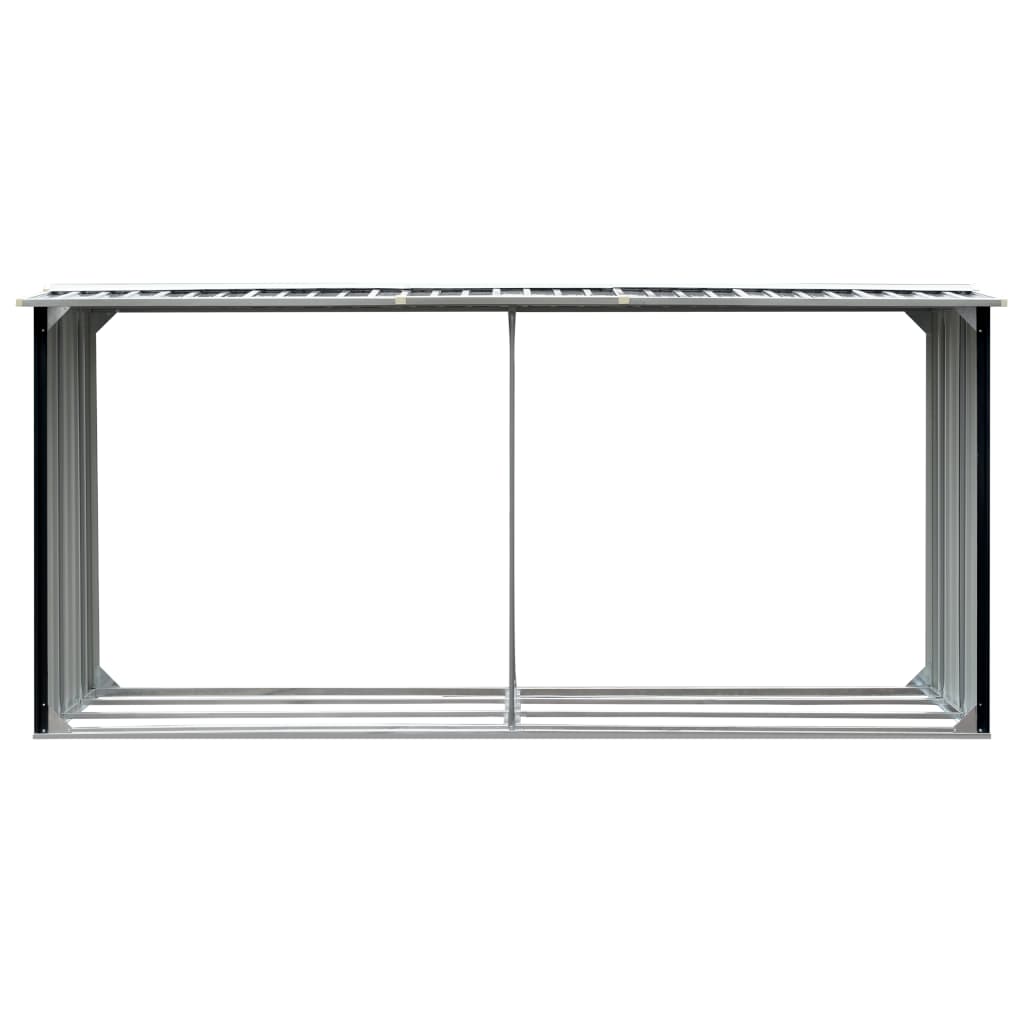 vidaXL Firewood Rack Log Storage Holder with Roof Galvanized Steel 129.9"-13