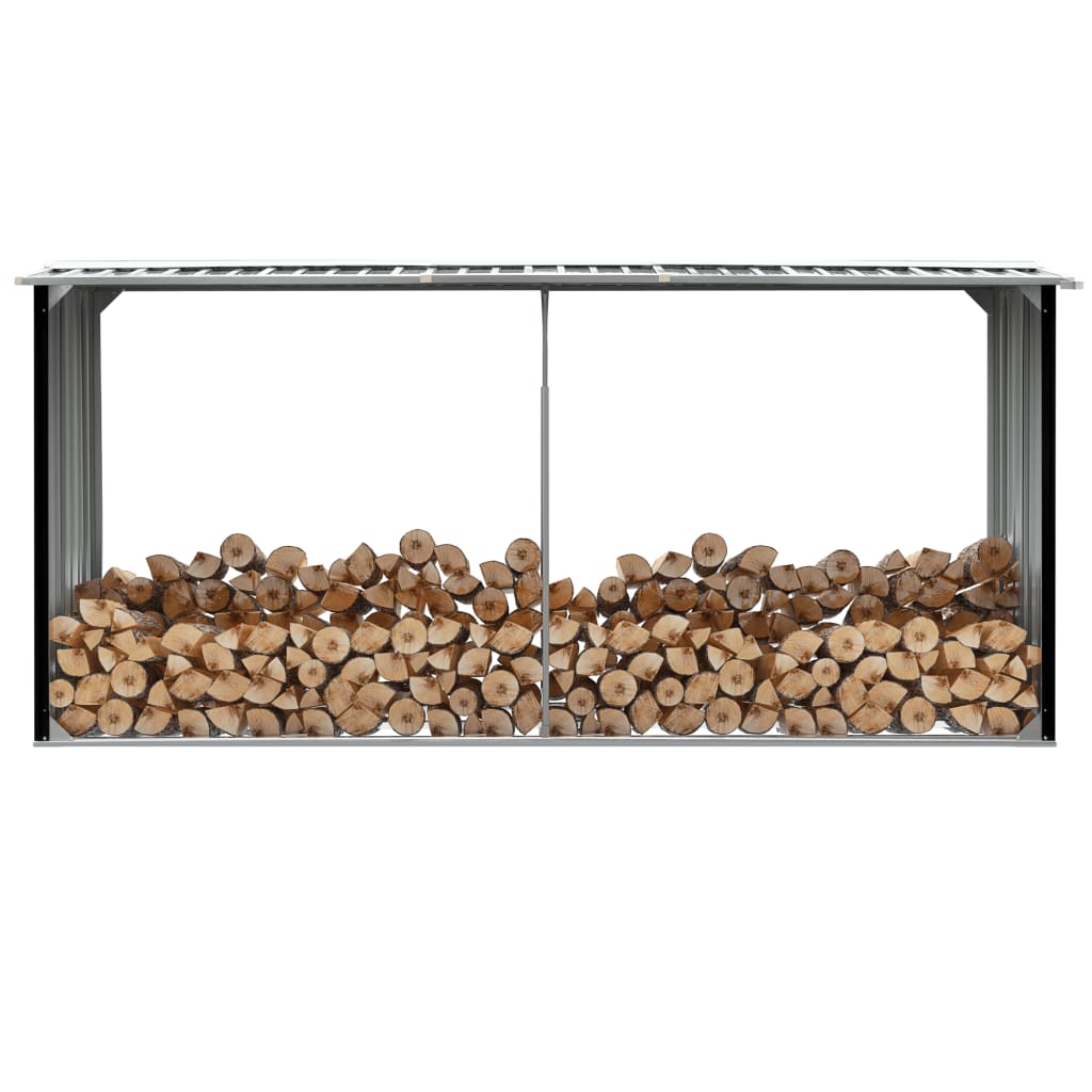 vidaXL Firewood Rack Log Storage Holder with Roof Galvanized Steel 129.9"-11