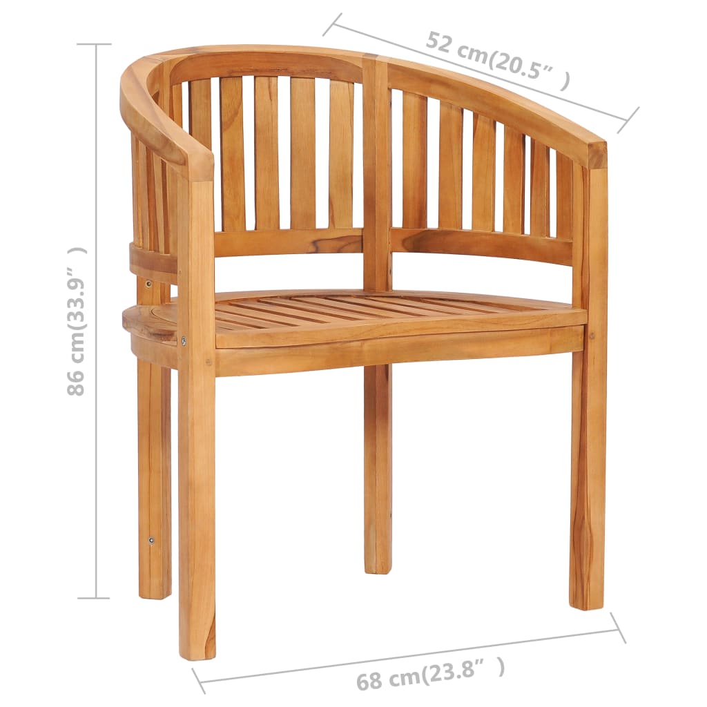 vidaXL Banana Chair Patio Dining Lounge Chair with Armrests Solid Wood Teak-2
