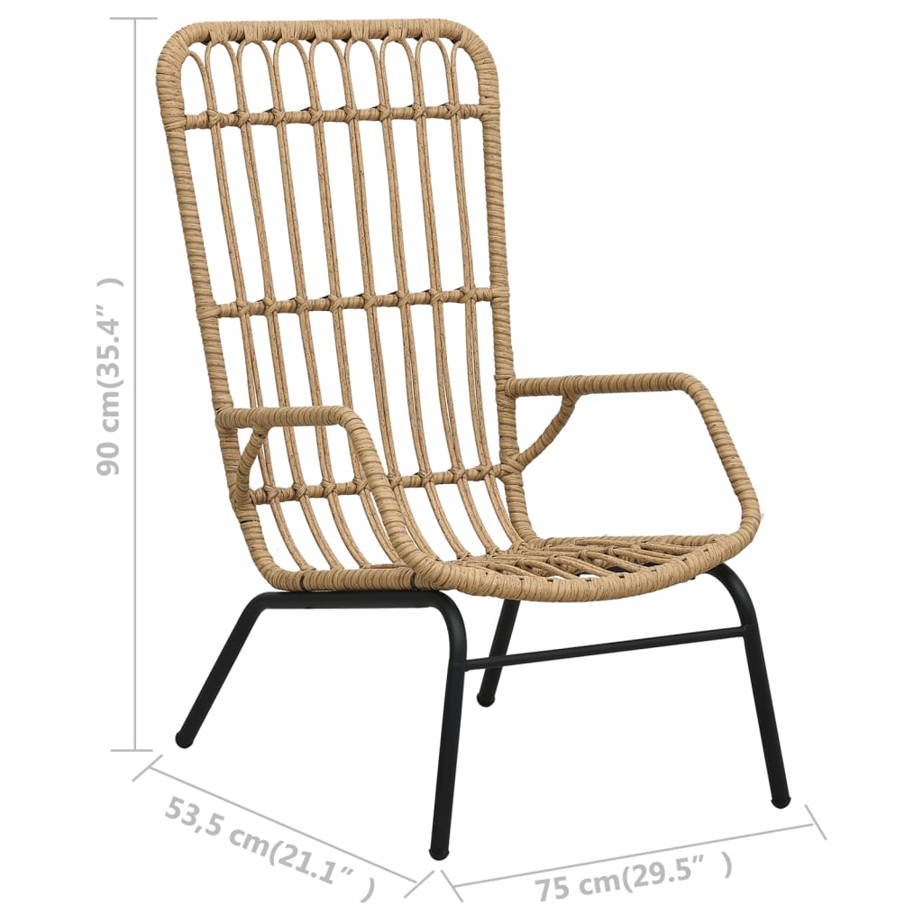 vidaXL Rattan Dining Chair Patio Rattan Wicker Chair with Armrest Poly Rattan-3