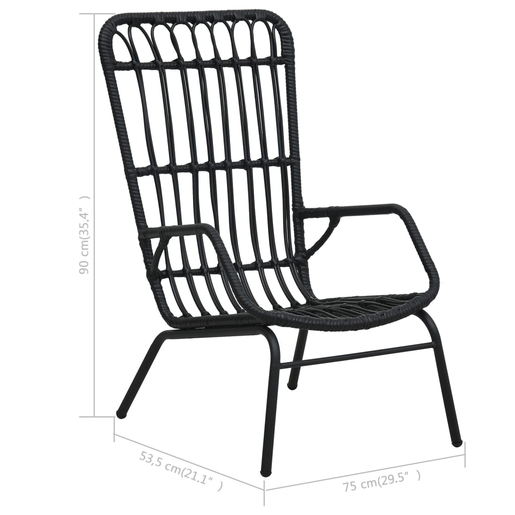 vidaXL Rattan Dining Chair Patio Rattan Wicker Chair with Armrest Poly Rattan-1