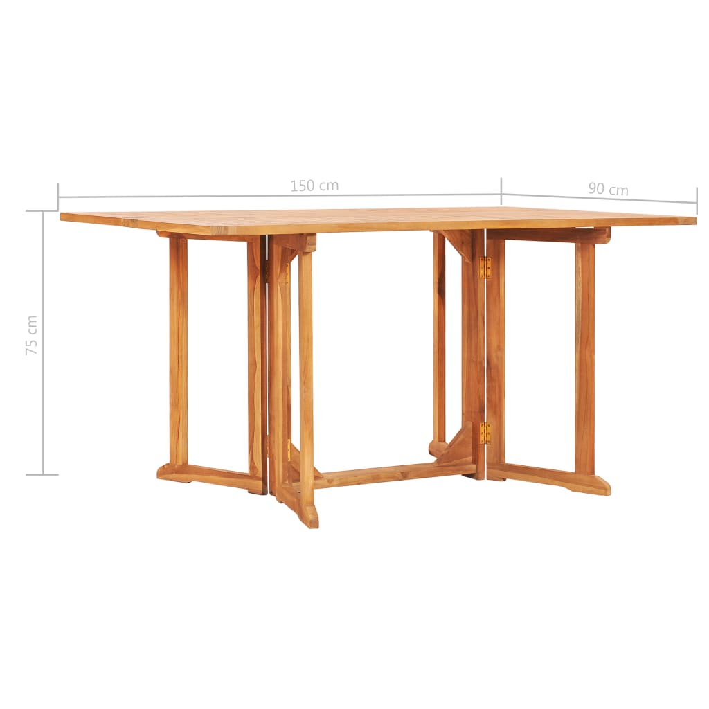 vidaXL Folding Butterfly Patio Table 59.1"x35.4"x29.5" Solid Teak Wood-14