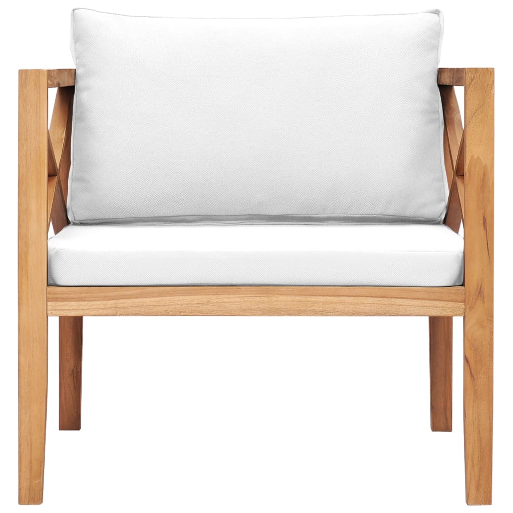 vidaXL Patio Chair Outdoor Garden Furniture with Cushions Solid Wood Teak-3