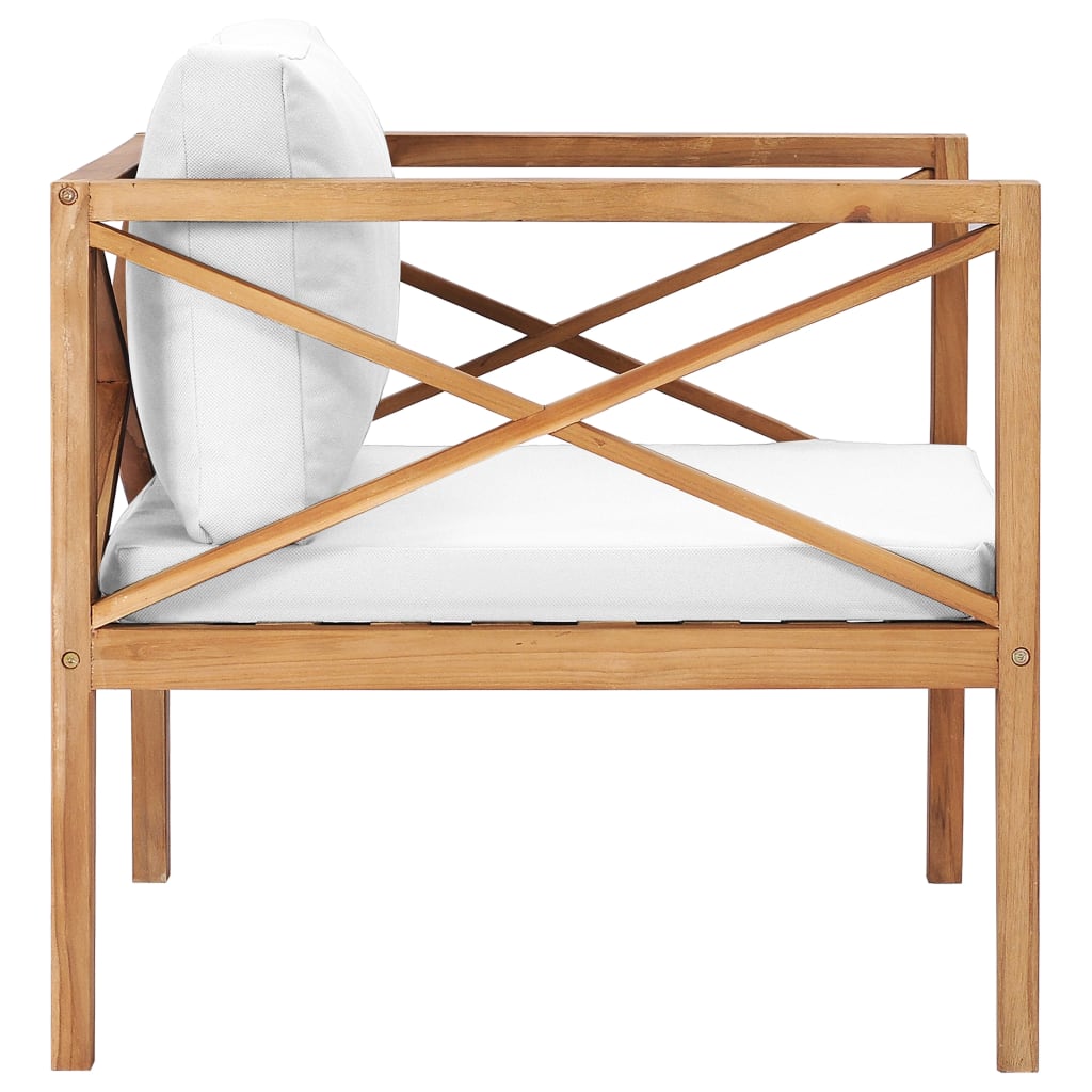 vidaXL Patio Chair Outdoor Garden Furniture with Cushions Solid Wood Teak-4