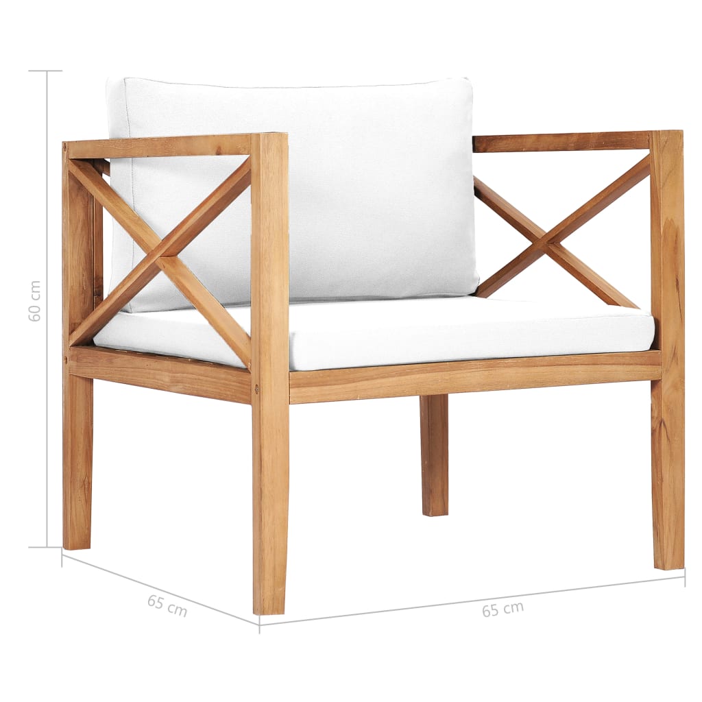 vidaXL Patio Chair Outdoor Garden Furniture with Cushions Solid Wood Teak-2