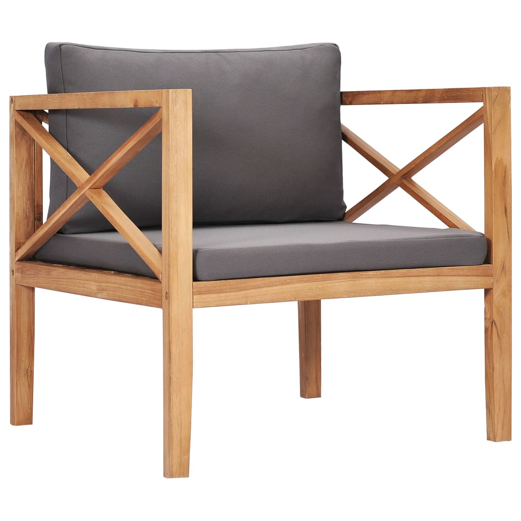 vidaXL Patio Chair Outdoor Garden Furniture with Cushions Solid Wood Teak-7