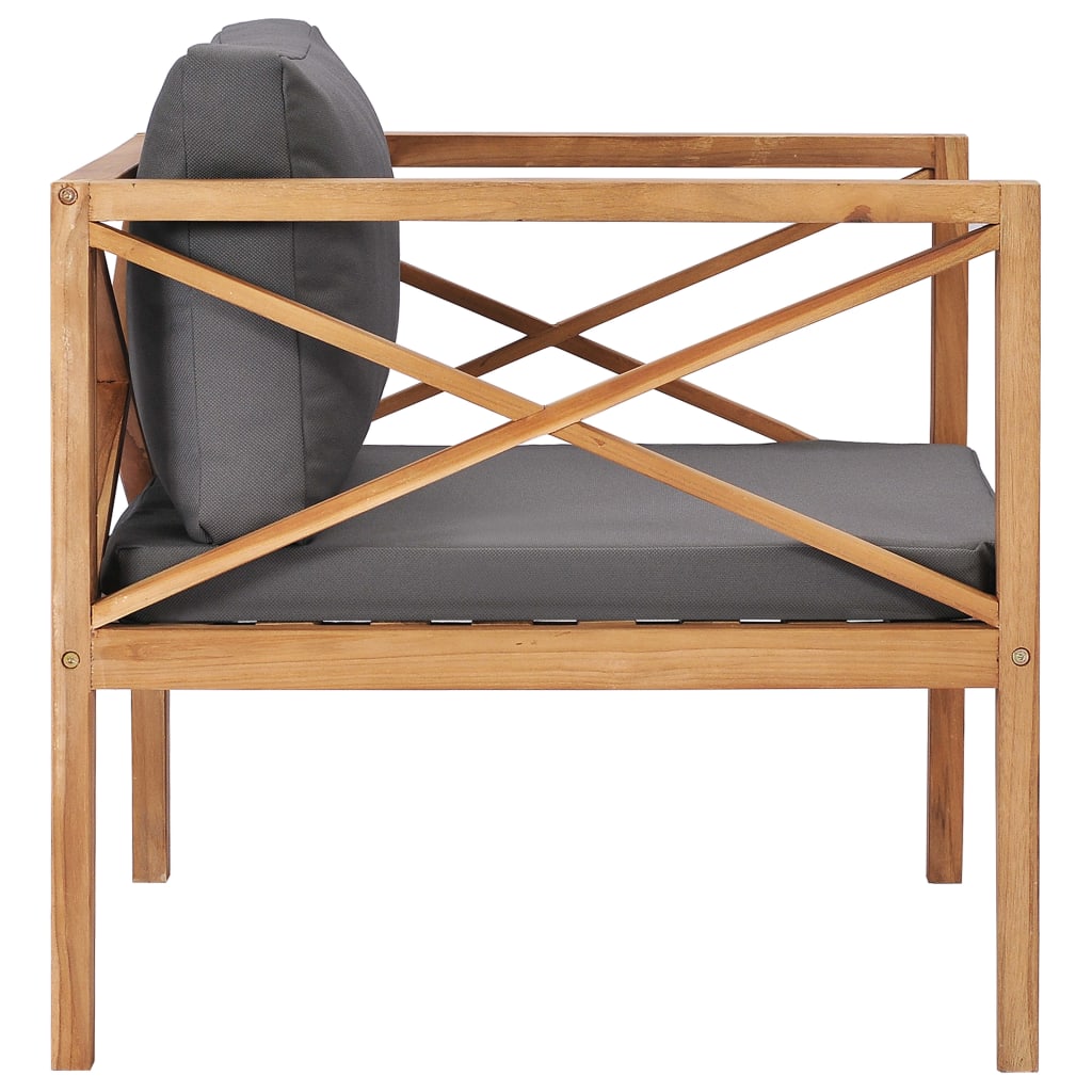 vidaXL Patio Chair Outdoor Garden Furniture with Cushions Solid Wood Teak-9