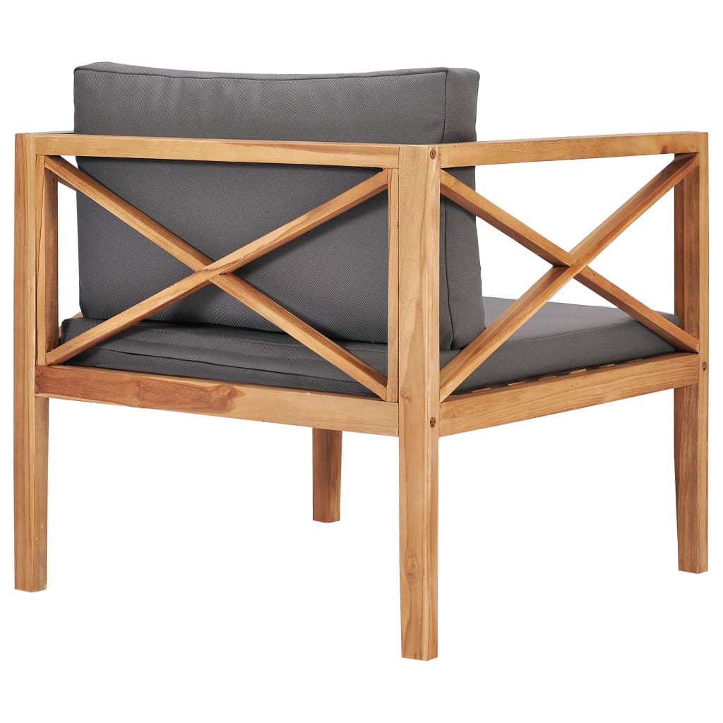 vidaXL Patio Chair Outdoor Garden Furniture with Cushions Solid Wood Teak-10