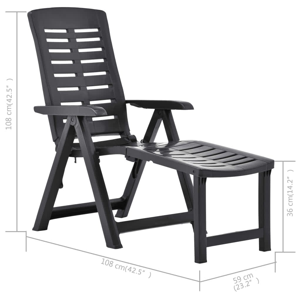 vidaXL Deckchair Patio Lounge Chair Outdoor Folding Sunlounger Sunbed Plastic-5
