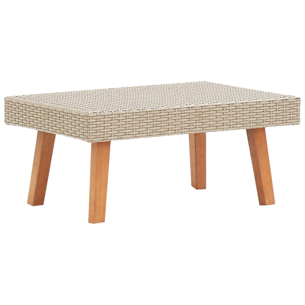 vidaXL Coffee Table Garden Outdoor Side Table Solid Eucalyptus Wood PE Rattan-0