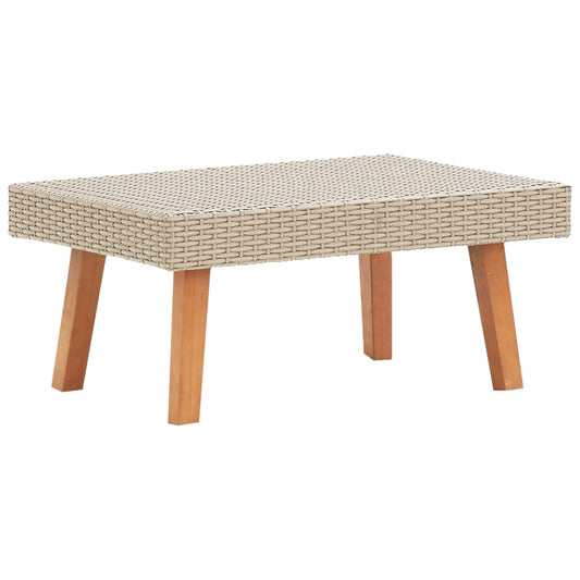 vidaXL Coffee Table Garden Outdoor Side Table Solid Eucalyptus Wood PE Rattan-0