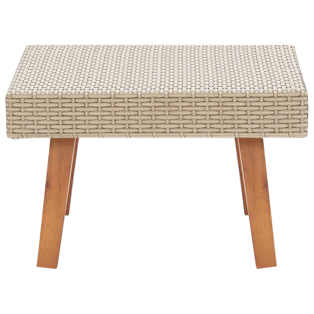 vidaXL Coffee Table Garden Outdoor Side Table Solid Eucalyptus Wood PE Rattan-3