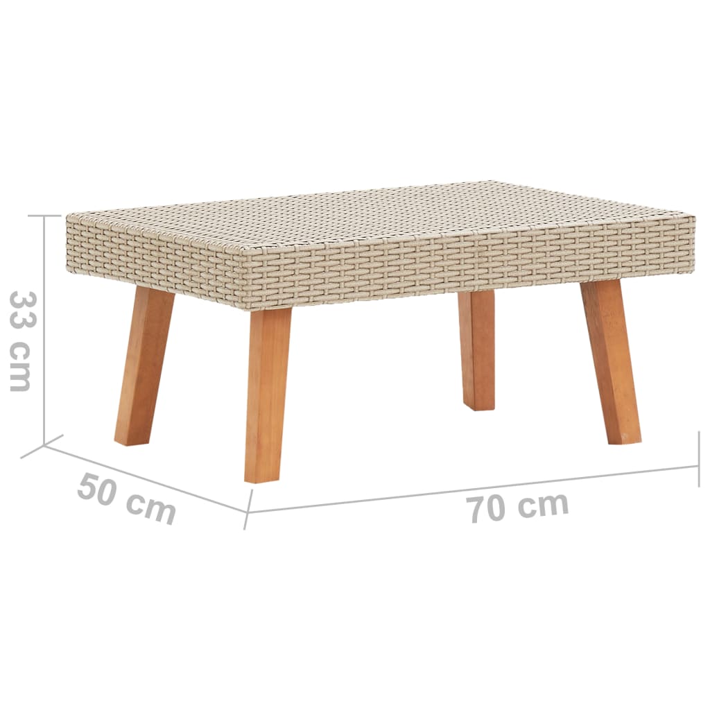 vidaXL Coffee Table Garden Outdoor Side Table Solid Eucalyptus Wood PE Rattan-5