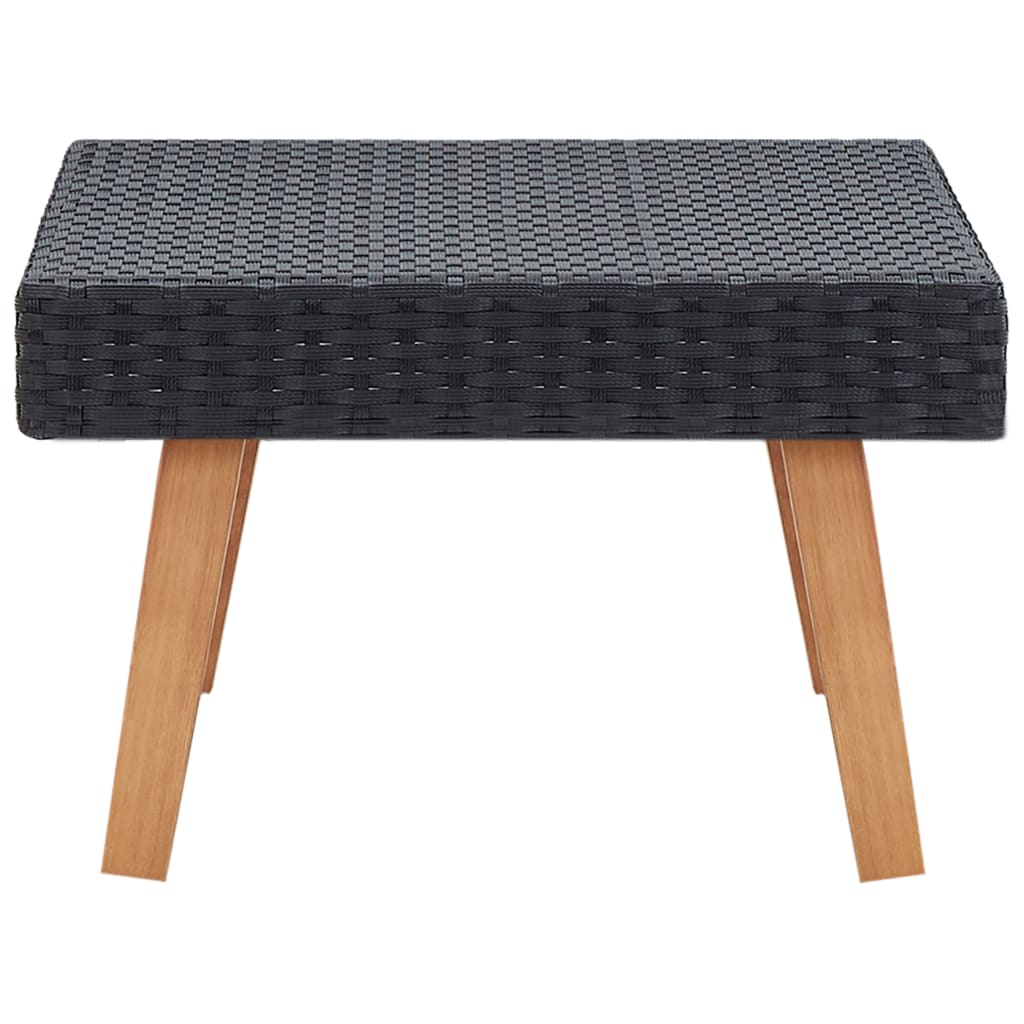 vidaXL Coffee Table Garden Outdoor Side Table Solid Eucalyptus Wood PE Rattan-9