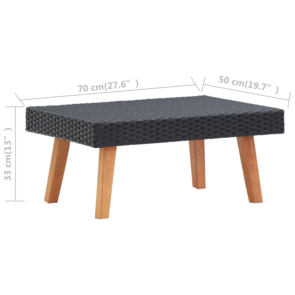 vidaXL Coffee Table Garden Outdoor Side Table Solid Eucalyptus Wood PE Rattan-7