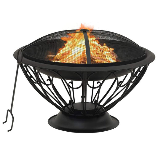 vidaXL Fire Pit with Poker 29.5 XXL Steel"-0