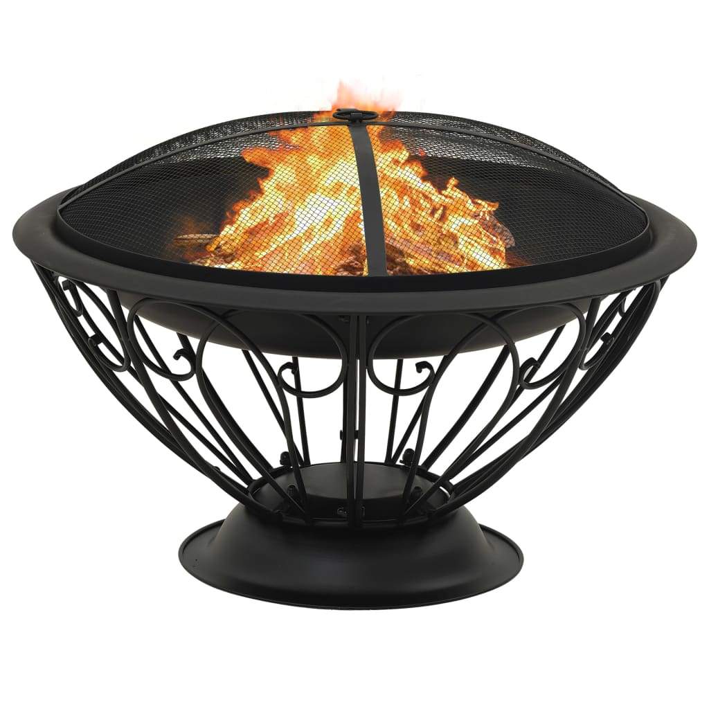 vidaXL Fire Pit with Poker 29.5 XXL Steel"-1