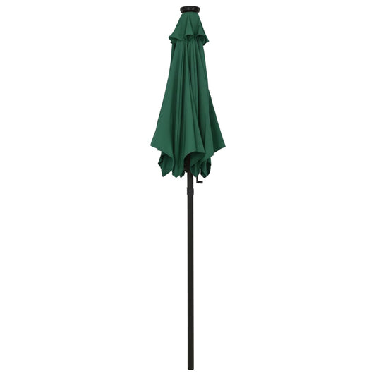 vidaXL Outdoor Umbrella Parasol with Solar LEDs Tilting Patio Sunshade Shelter-0