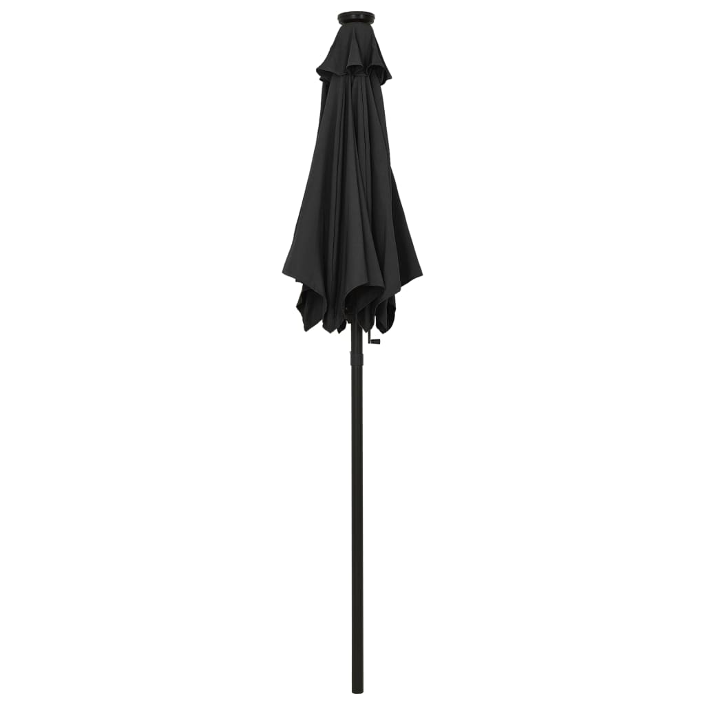 vidaXL Outdoor Umbrella Parasol with Solar LEDs Tilting Patio Sunshade Shelter-15
