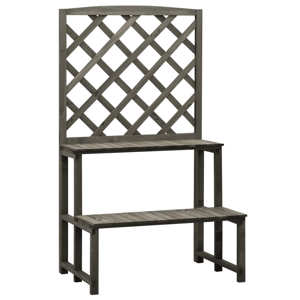 vidaXL Plant Rack Plant Stand with Trellis Flower Pot Stand Orange Solid Wood-3