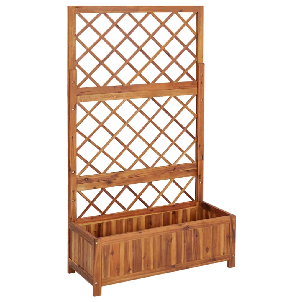 vidaXL Raised Bed with Trellis 33.5"x15"x59.1" Solid Acacia Wood-0