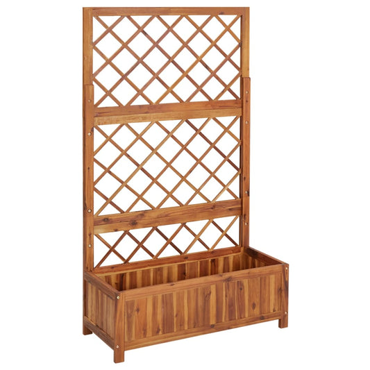vidaXL Raised Bed with Trellis 33.5"x15"x59.1" Solid Acacia Wood-0