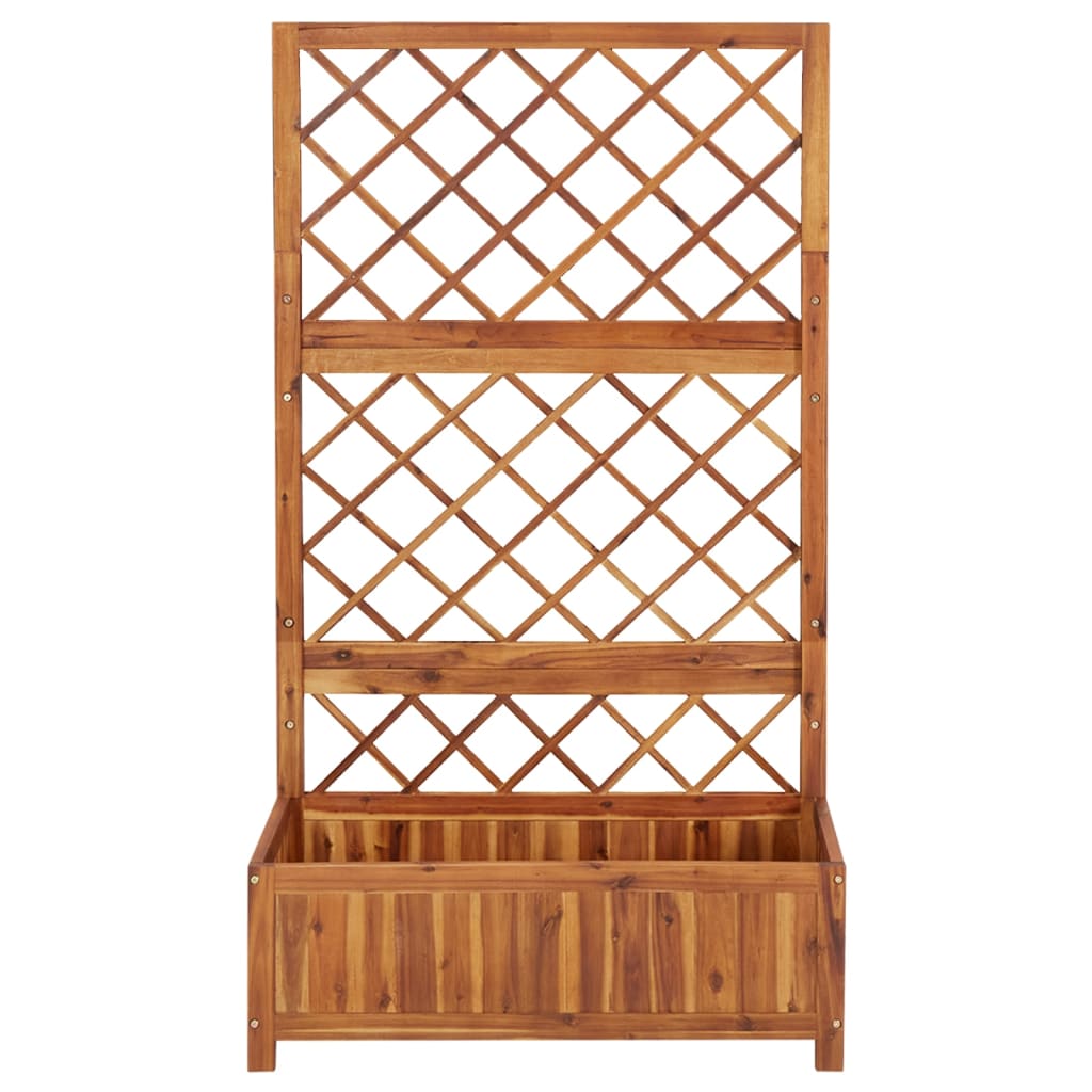 vidaXL Raised Bed with Trellis 33.5"x15"x59.1" Solid Acacia Wood-1