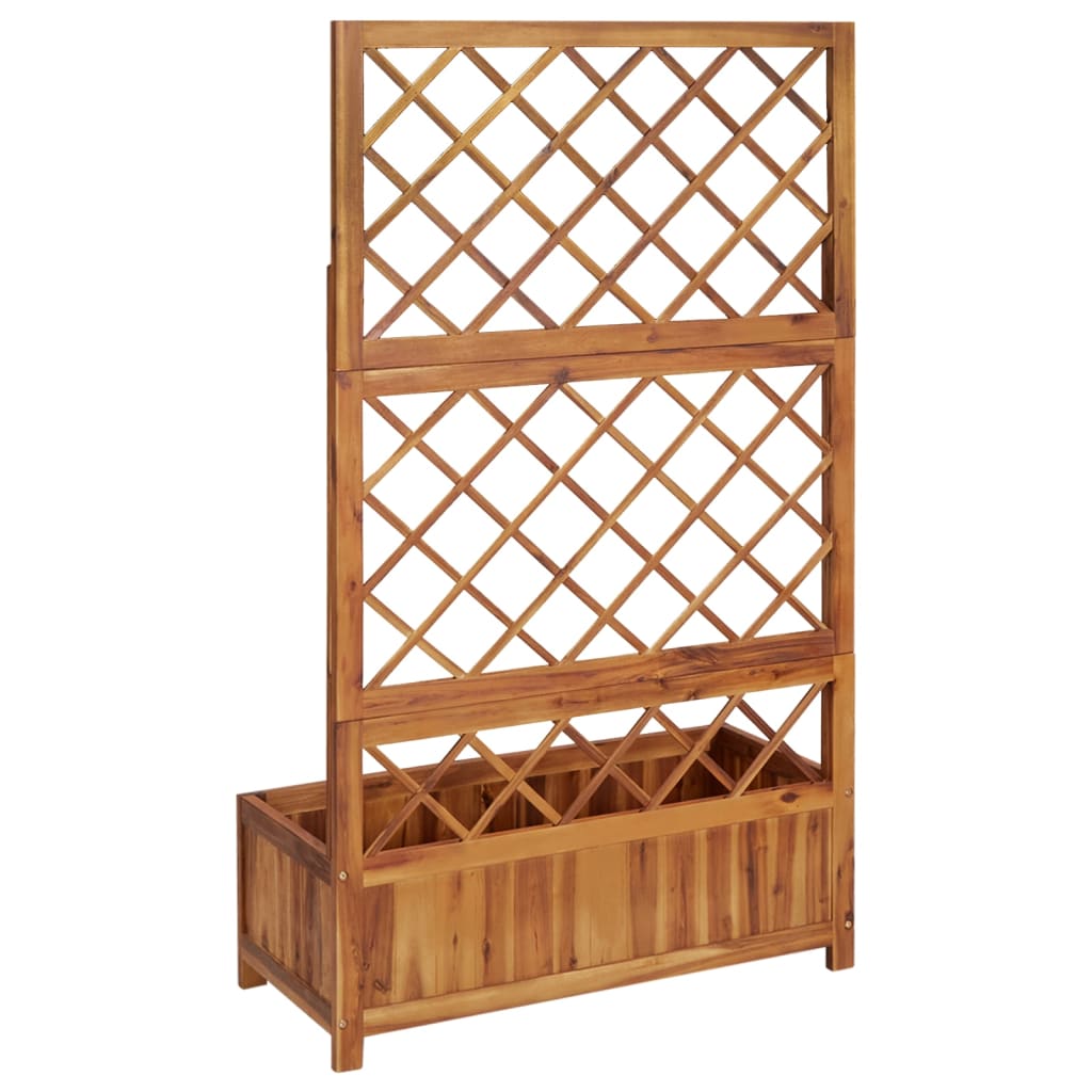 vidaXL Raised Bed with Trellis 33.5"x15"x59.1" Solid Acacia Wood-3
