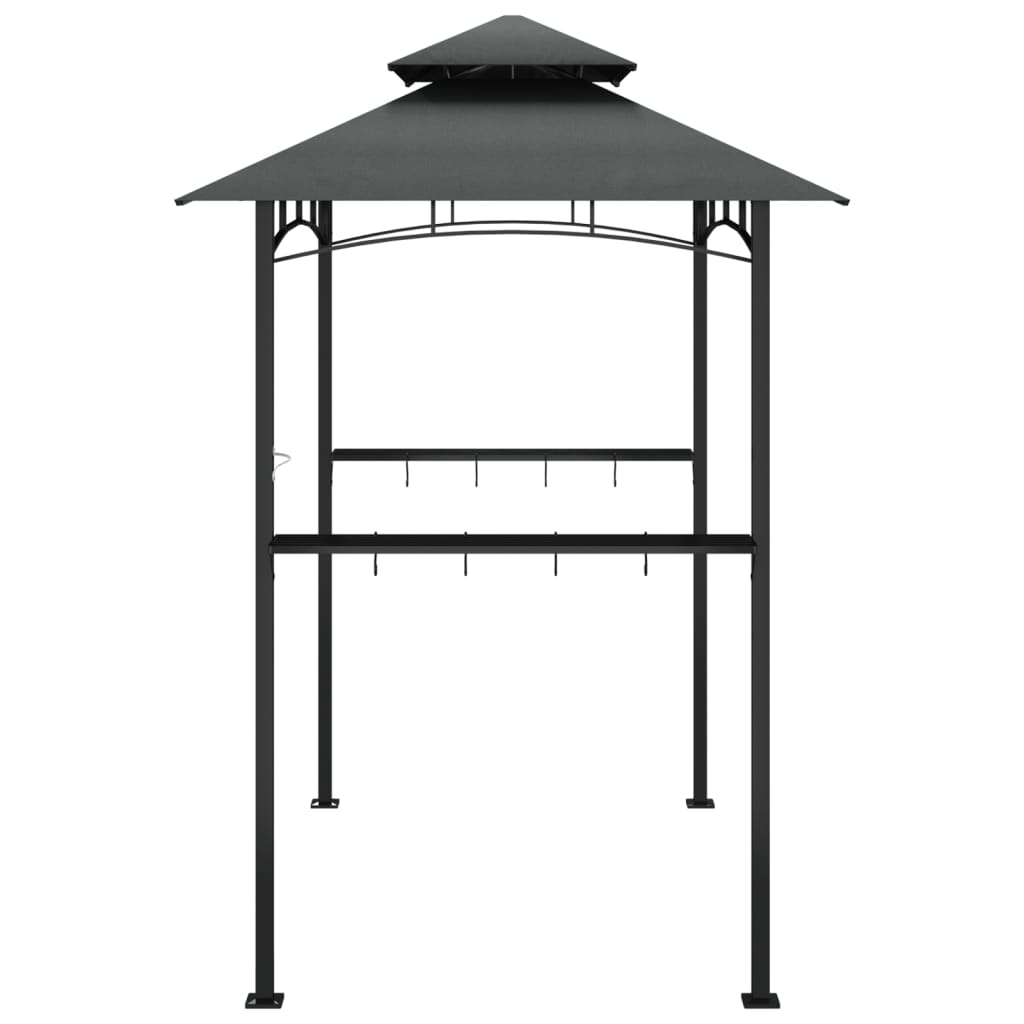 vidaXL BBQ Gazebo with Side Shelves Anthracite 94.5"x59.1"x95.7" Steel-2