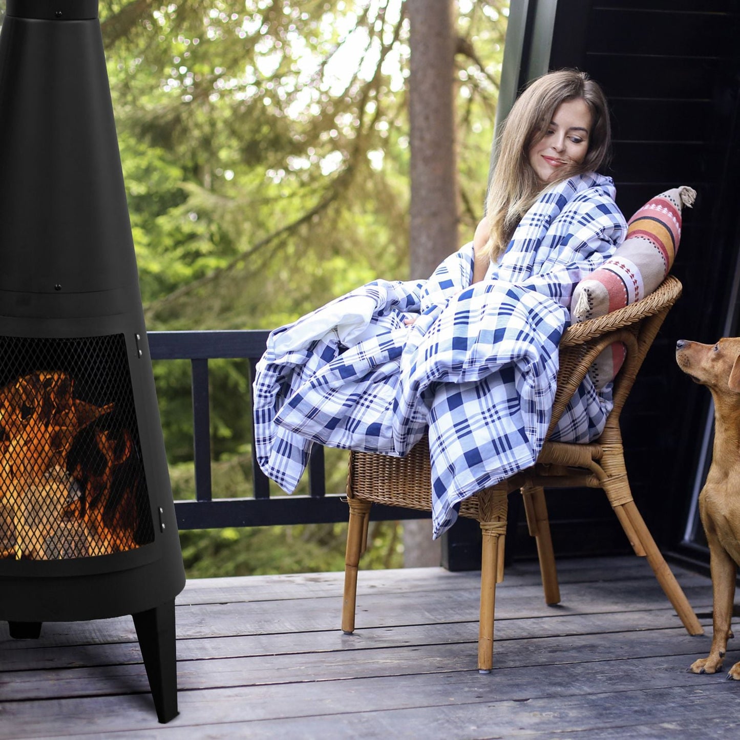 Outdoor Chiminea Fireplace Iron Fire Pit-7