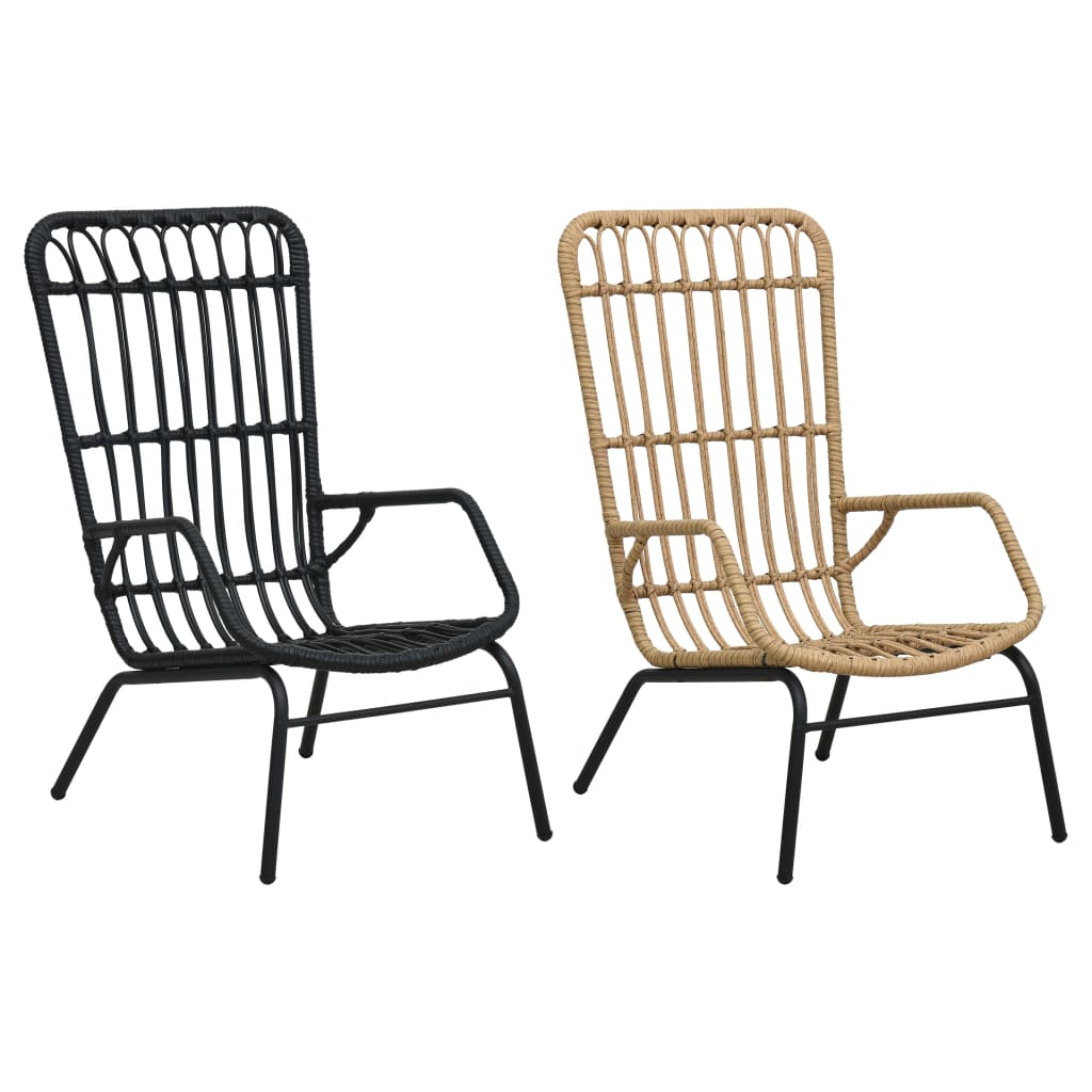 vidaXL Rattan Dining Chair Patio Rattan Wicker Chair with Armrest Poly Rattan-6